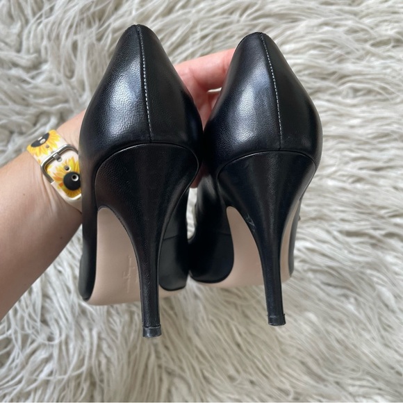 Salvatore Ferragamo Leather Colorblock Black Ivory Mary Jane Pointe Toe Pump 8.5 - Picture 5 of 11